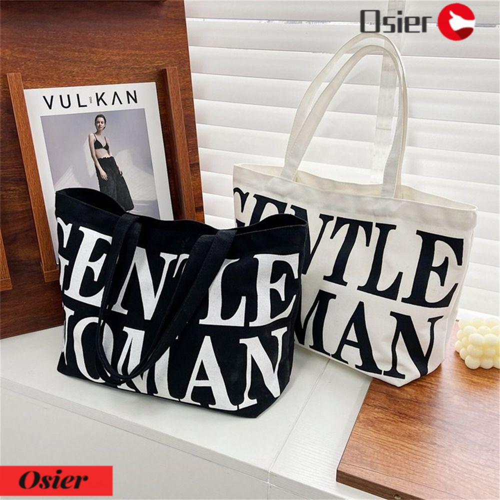 OSIER1 Túi Xách Canvas Cỡ Lớn In Chữ Đơn Giản Cho Nữ