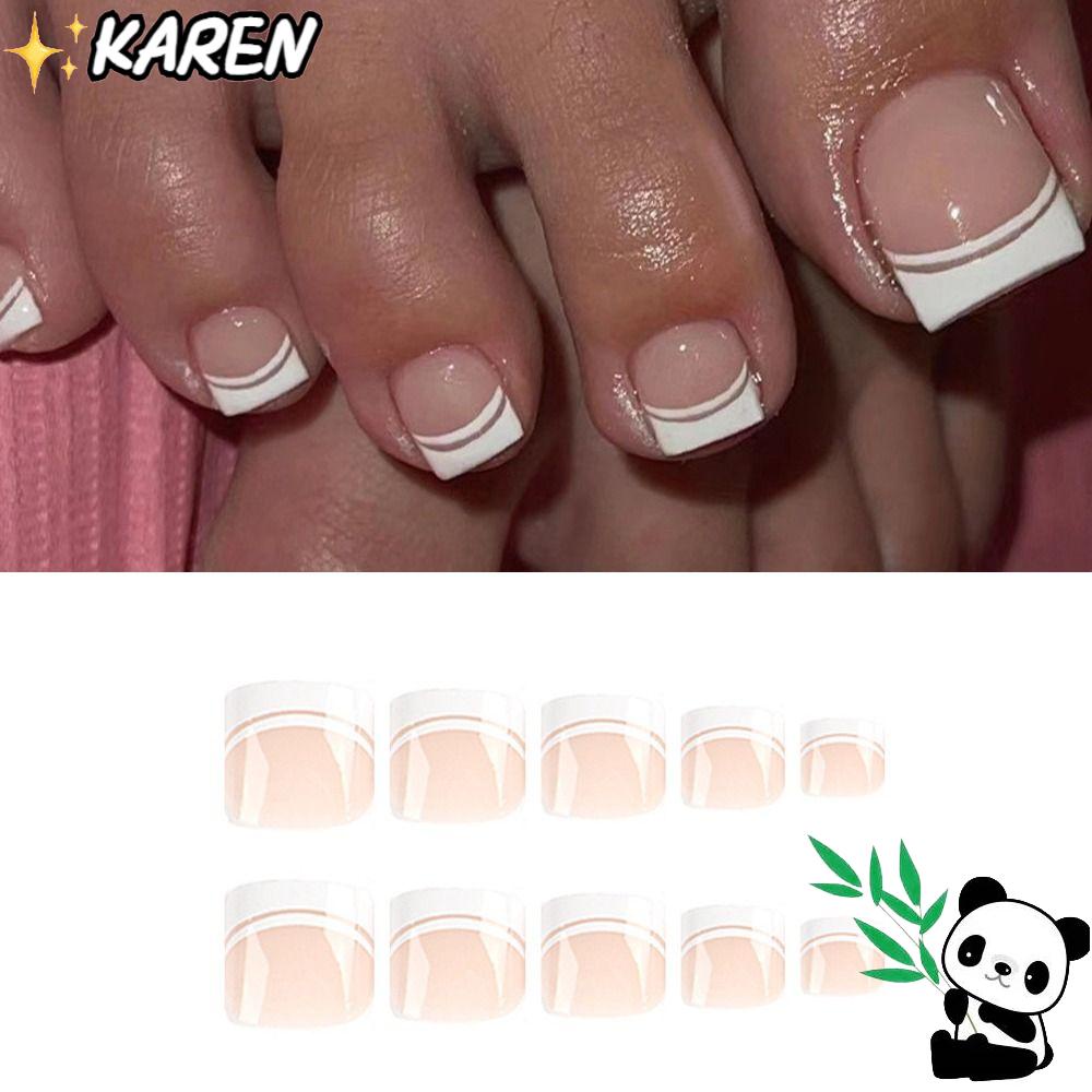 KAREN Set 24 Móng Chân Giả Hình Vuông Cho Nữ