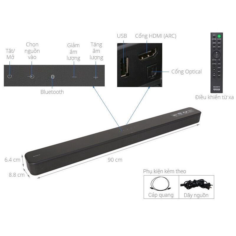 Loa Thanh Soundbar Sony 2.0 HT-S100F 120W Hàng Chính Hãng 100% Bả