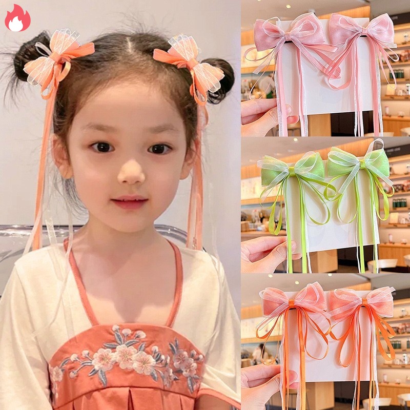 Kẹp Tóc Đính Nơ Phong Cách Trung Hoa Cổ Điển 2023 Cho Bé Gái