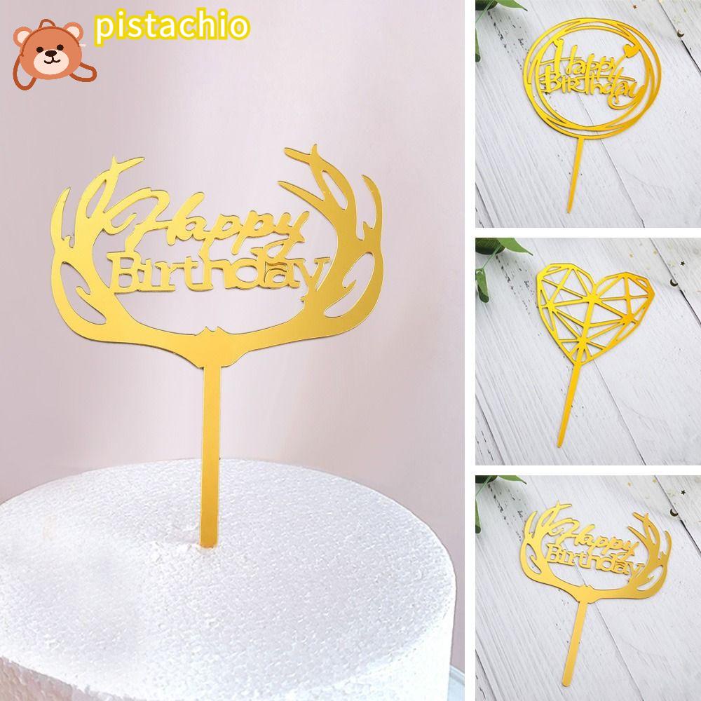 PISTA 10 Topper Trang Trí Bánh Kem Theo Phong Cách Mới, Màu Vàng, Bạc, Dùng Cho