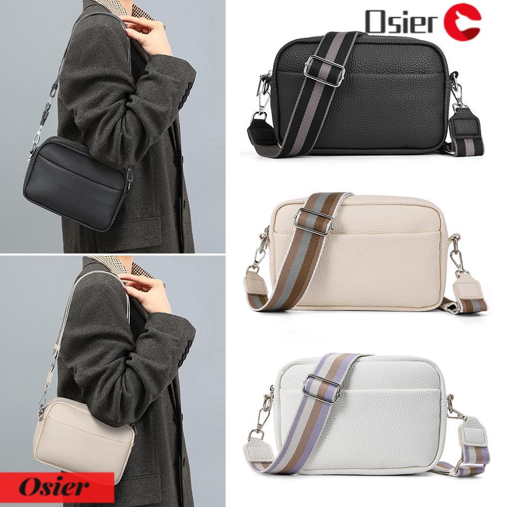 OSIER1 Túi Đeo Chéo Bằng Da PU Mềm Dây Bản Rộng Thời Trang Cho Nữ