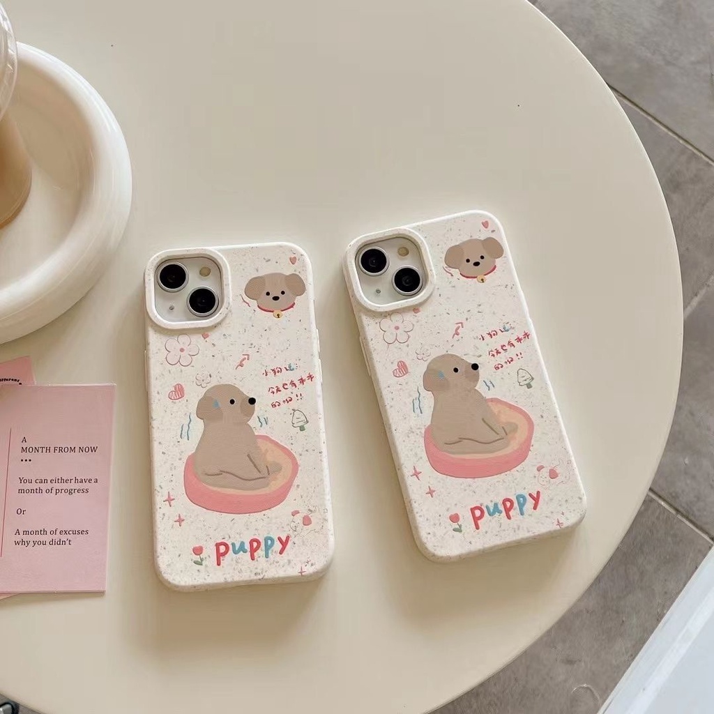 Ốp Điện Thoại Chống Sốc Có Thể Phân Hủy Được Họa Tiết Cún Dễ Thương Cho Iphone 13Promax 14 11 12