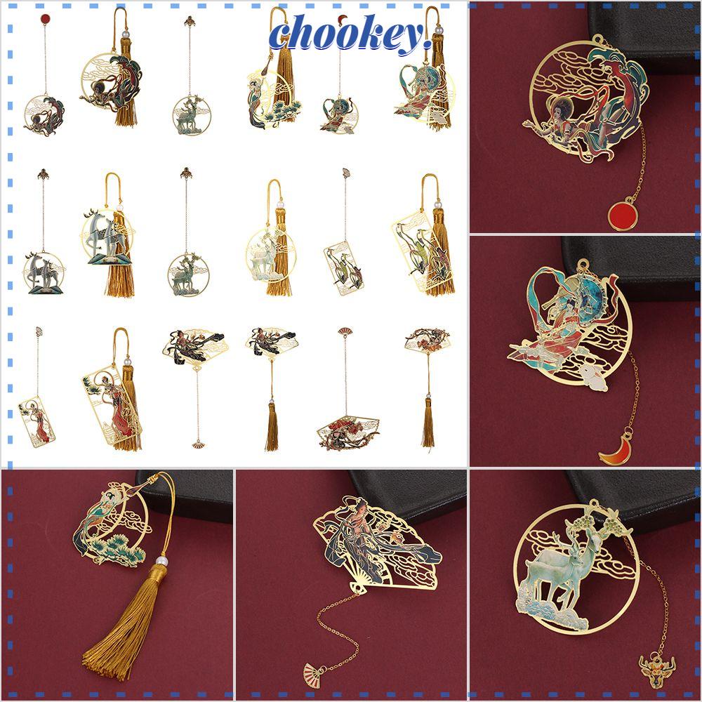 CHOOKEY Thẻ Đánh Dấu Trang Sách Bằng Đồng Thau Phong Cách Trung Hoa Cổ Điển