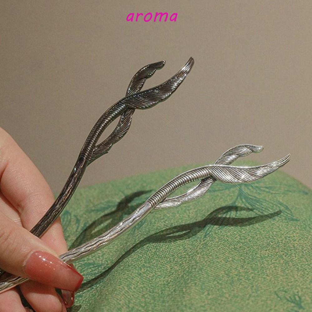 AROMA Trâm Cài Tóc Hình Thánh Giá Màu Bạc Phong Cách Trung Hoa Cổ Điển Cho Nữ