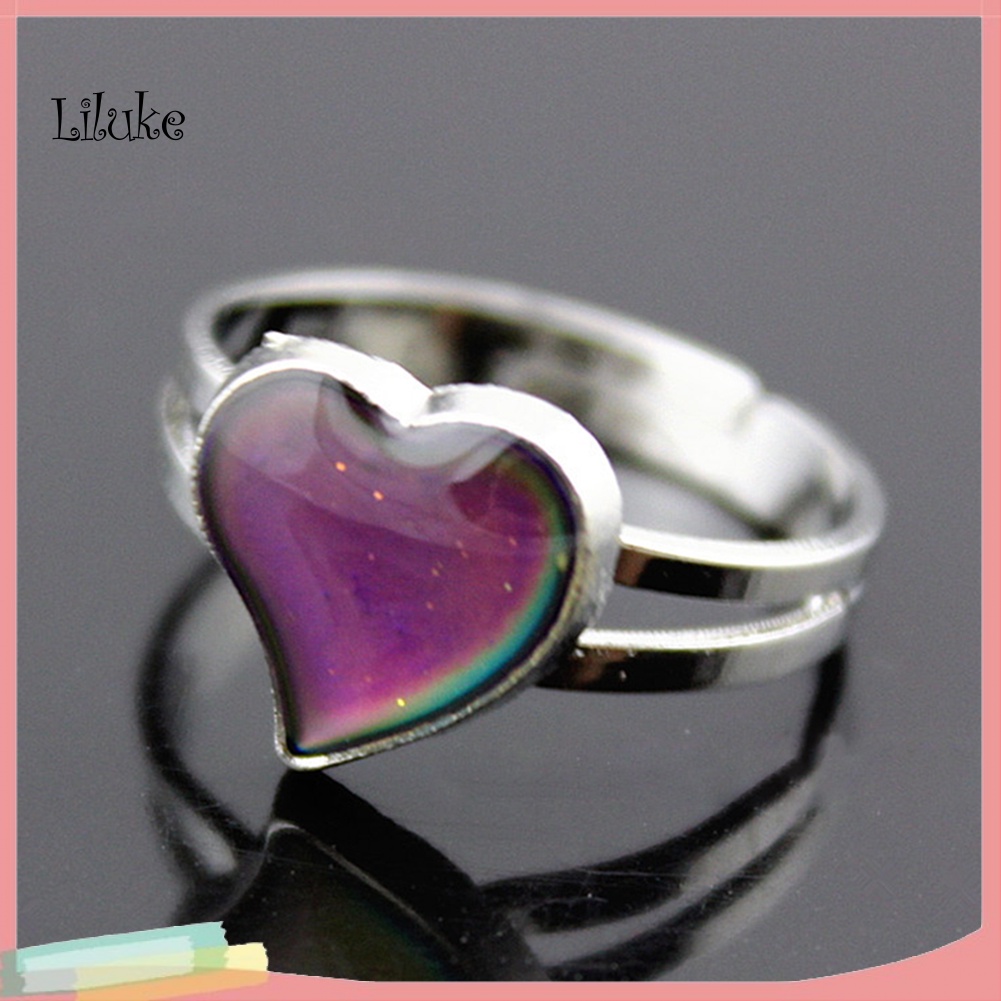 Nhẫn Đôi Hình Trái Tim Thay Đổi Màu Sắc Thời Trang