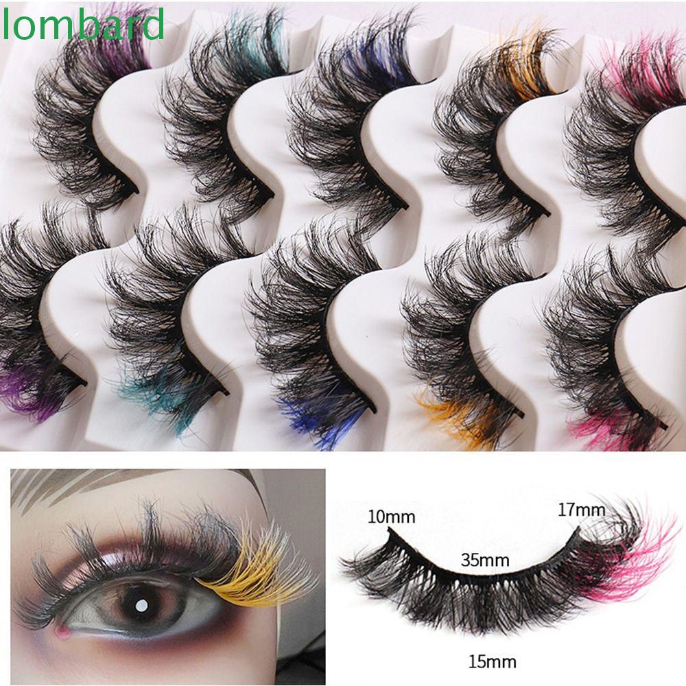 LOMBARD Set 1 / 3 / 5 Cặp Lông Mi Giả Nhiều Màu Sắc Trang Điểm Tự Nhiên