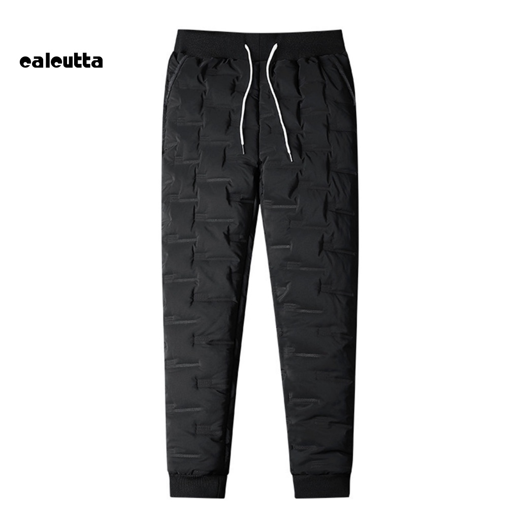 [calcutta] Quần Phao Dày Lưng Thun Phối Lông Màu Trơn Chống Gió Phù Hợp Với Mùa Đông Cho Nam