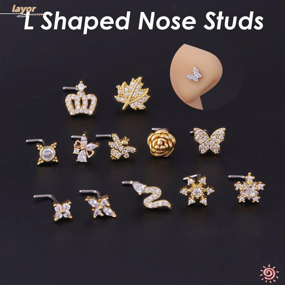 LAY Khuyên Mũi Hình Chữ L Hình Bướm Ngôi Sao Rắn Vương Miện Thời Trang Punk