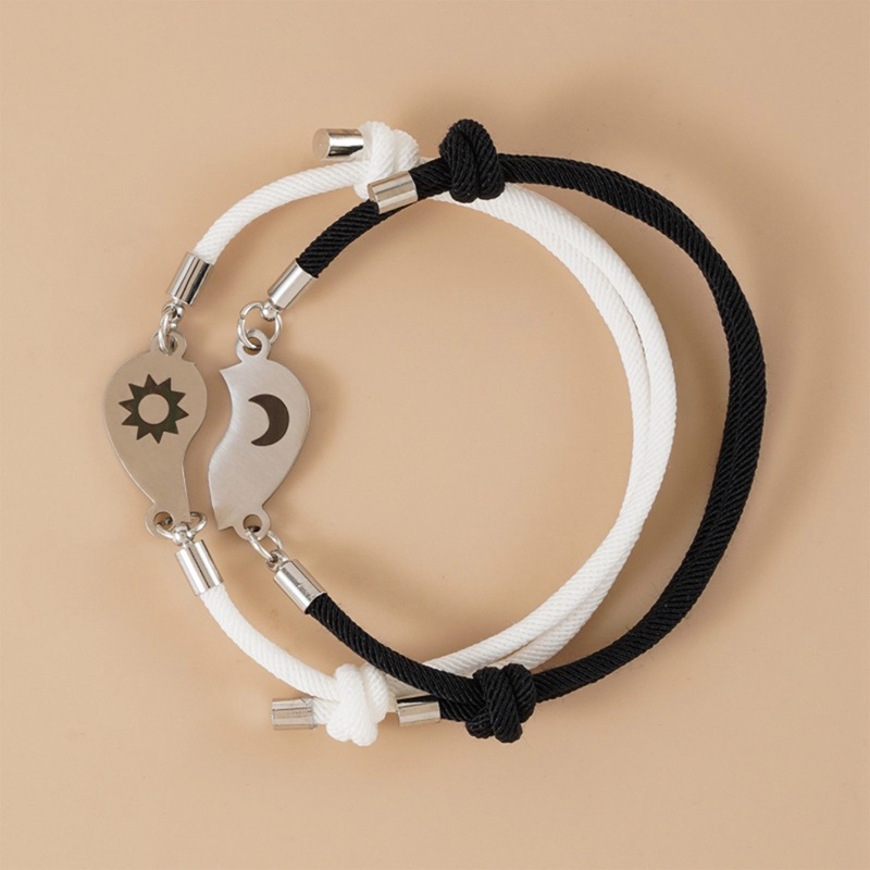 Ygt Set 2 Vòng Tay Mặt Trăng / Mặt Trời Bằng Thép Không Gỉ Có Thể Điều Chỉnh Cho Cặp Đô