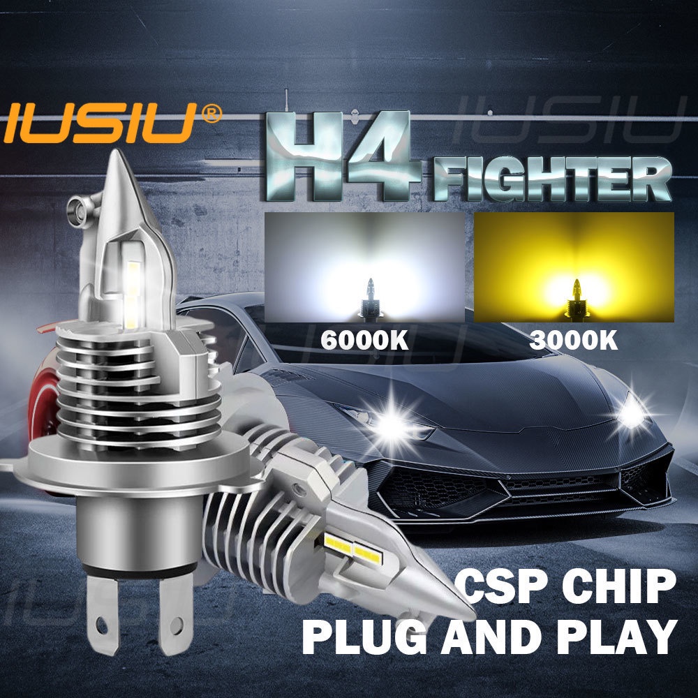 Đèn Pha Led H4 Hai Màu Ánh Sáng Trắng / Vàng 3000k / 6000k IUSIU Chuyên Dụng Cho Xe Mô Tô