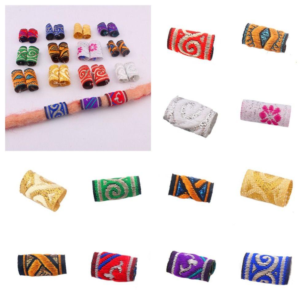 Bluevelvet 10 cái / bộ vải hạt bện tóc, thêu reggae vải đầy màu sắc hạt dreadlock, trang trí tự làm mini hiphop hàng ngày