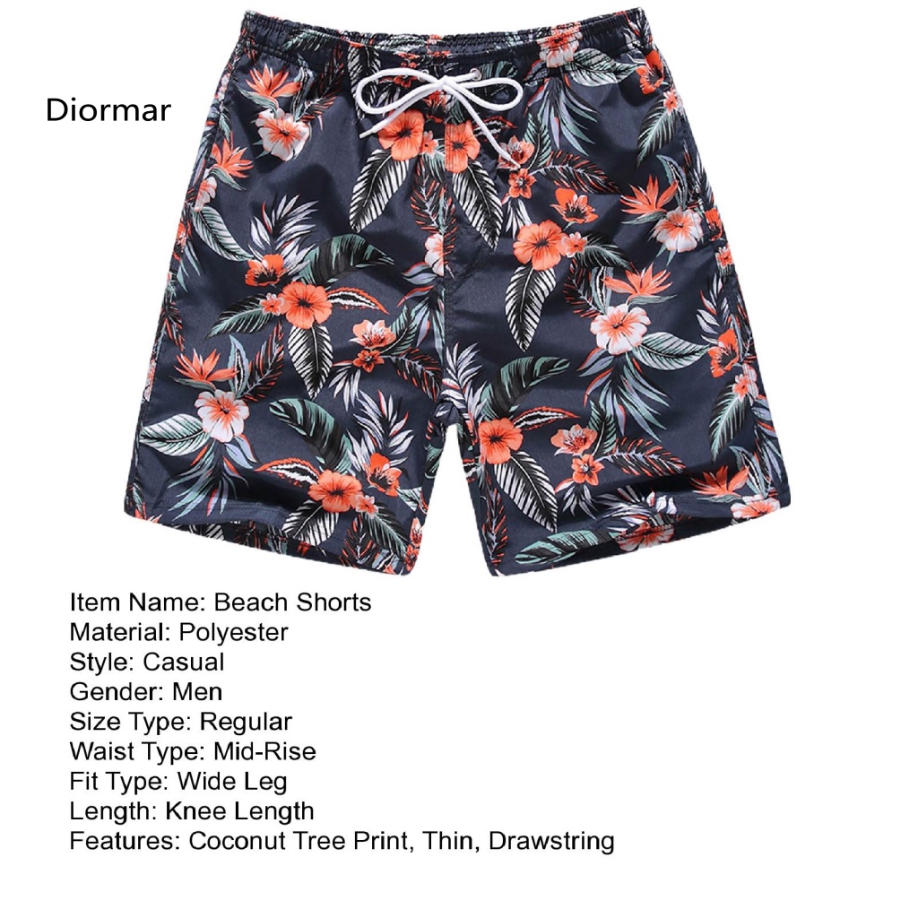 Dio Quần Đùi Dây Rút Co Giãn In Hình Cây Dừa Lướt Sóng Bãi Biển Dài Đến Đầu Gối Cho Nam
