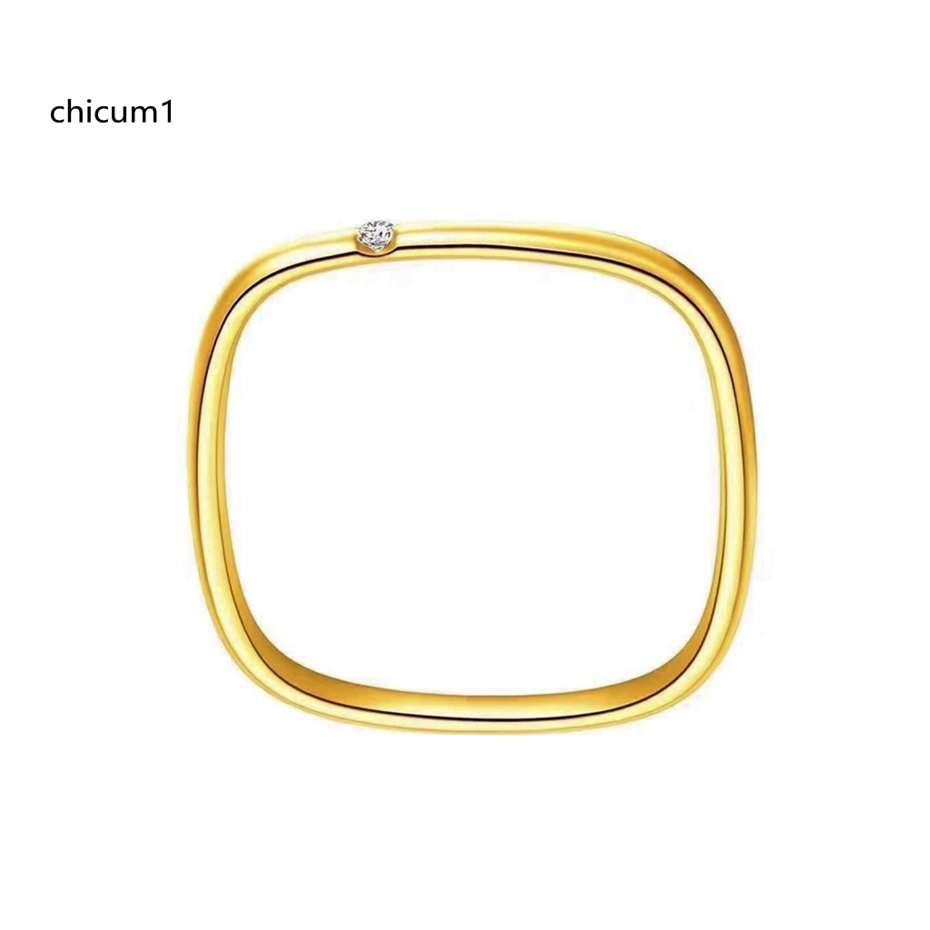 Nhẫn Mặt Vuông Đính Đá Đơn Giản Cá Tính Dành Cho Nữ