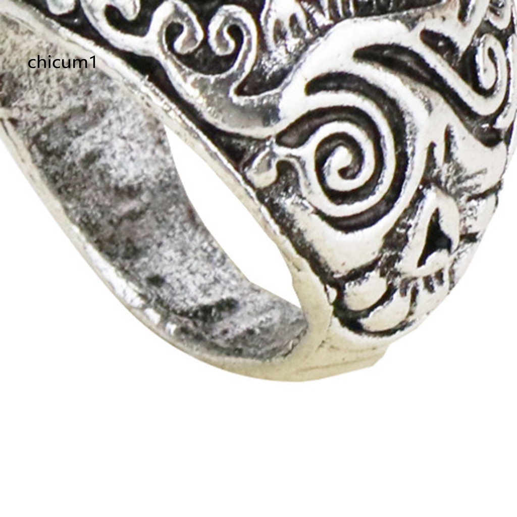 Nhẫn Nam Hợp Kim Đính Đá Quý Nhân Tạo Màu Đỏ Phong Cách Rock