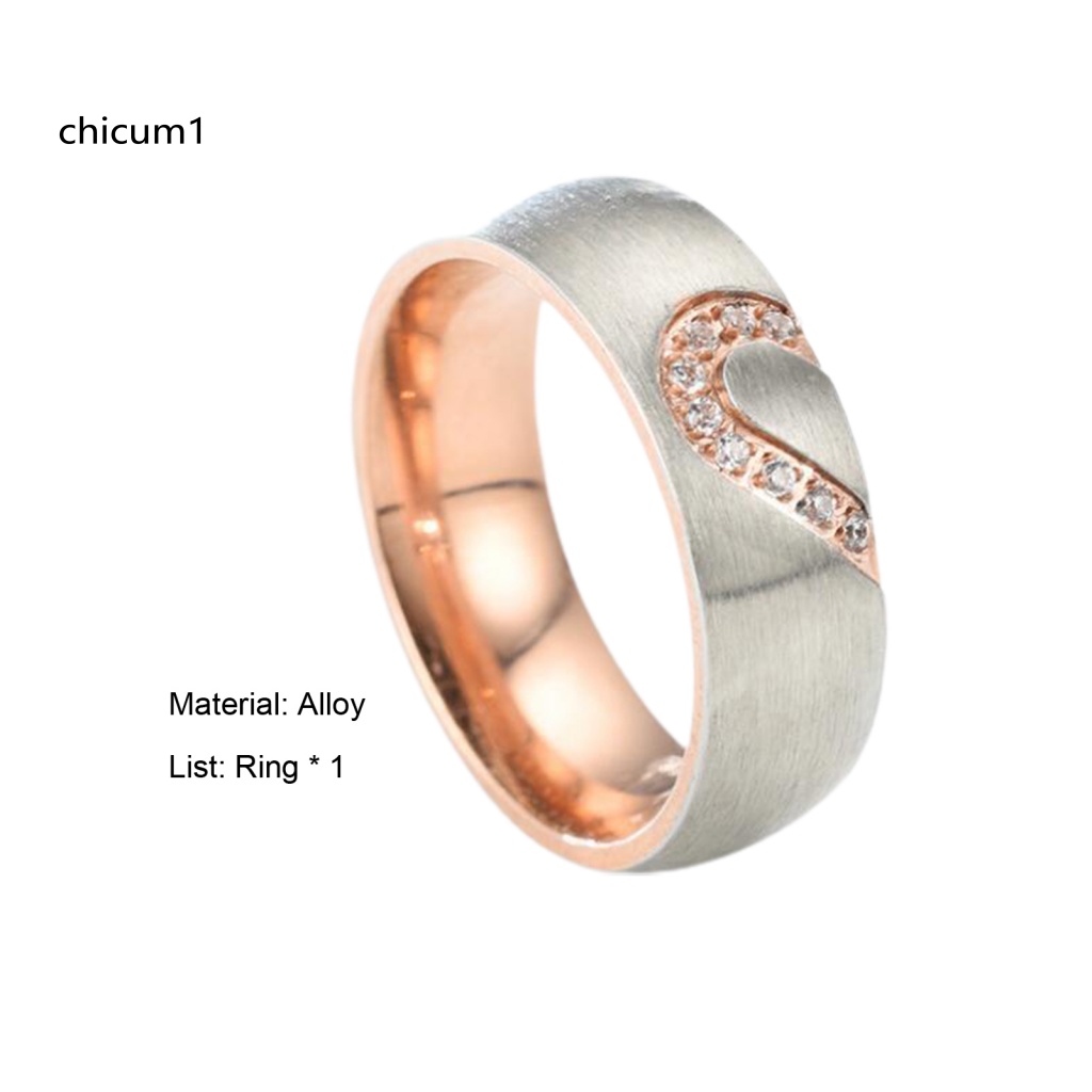 Nhẫn Cặp Đính Đá Hình Bán Nguyệt / Trái Tim Màu Sáng Thời Trang Cho Cặp Đôi