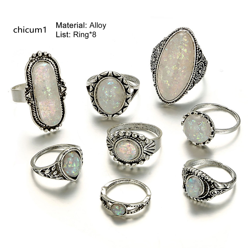 Set 8 Nhẫn Đeo Khớp Ngón Tay Phong Cách Vintage