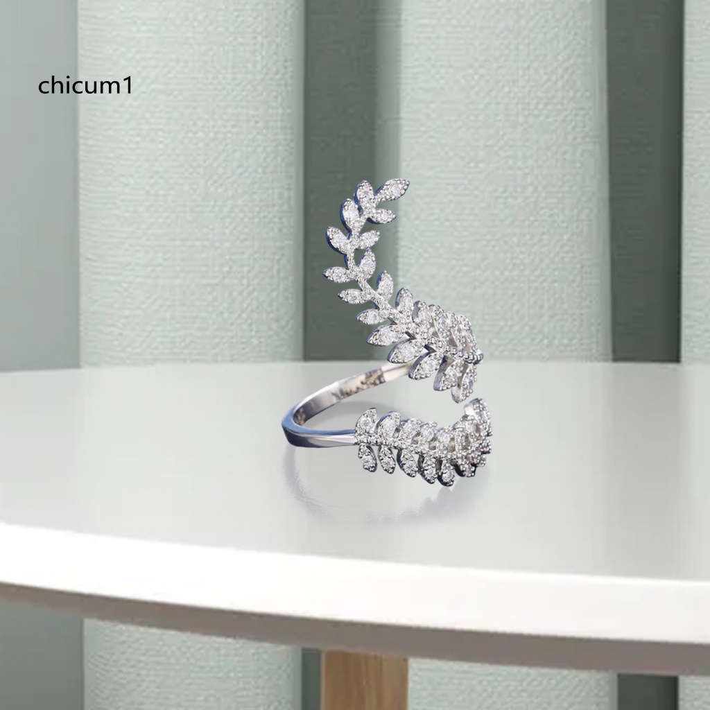 Nhẫn Đeo Tay CC Hình Chiếc Lá Màu Sắc Duyên Dáng Có Thể Điều Chỉnh Kích Thước