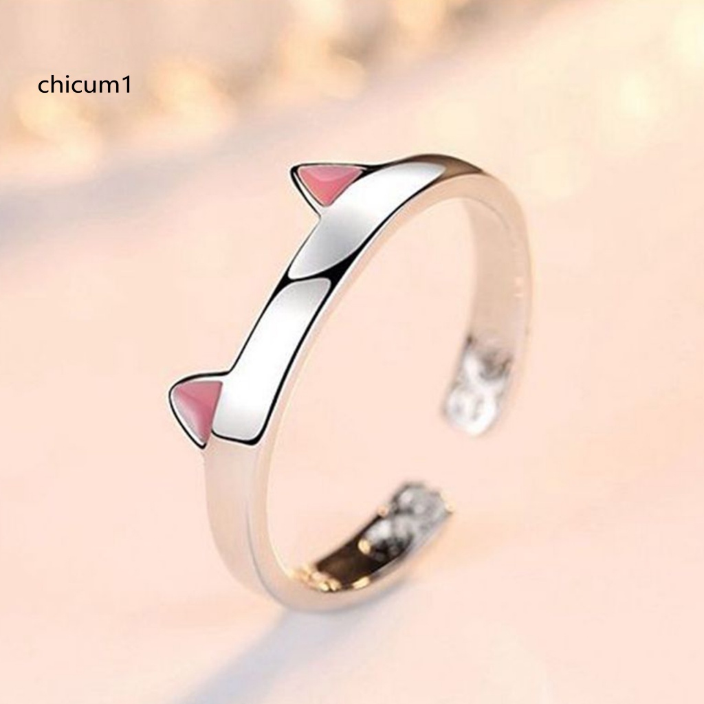 Nhẫn Cặp Mạ Bạc Hình Tai Mèo Dễ Điều Chỉnh