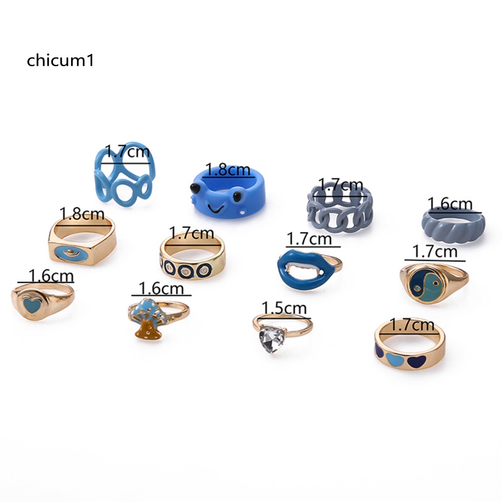 Set 12 Nhẫn Mở Bằng Hợp Kim Trang Trí Khối Lượng Nhẹ Đa Ứng Dụng Cho Nam Và Nữ