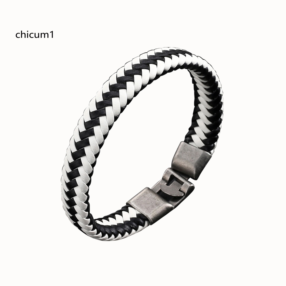 Vòng Tay Bện Dây Giả Da Với Khóa Thời Trang Cho Nam Nữ