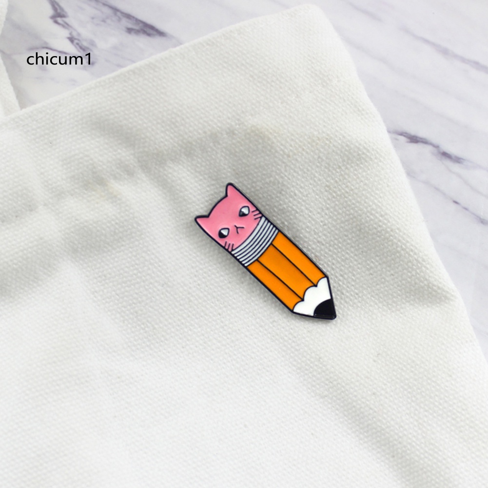 Ghim Cài Ba Lô / Balo Hình Mặt Mèo Bằng Kim Loại Tráng Men Dễ Thương