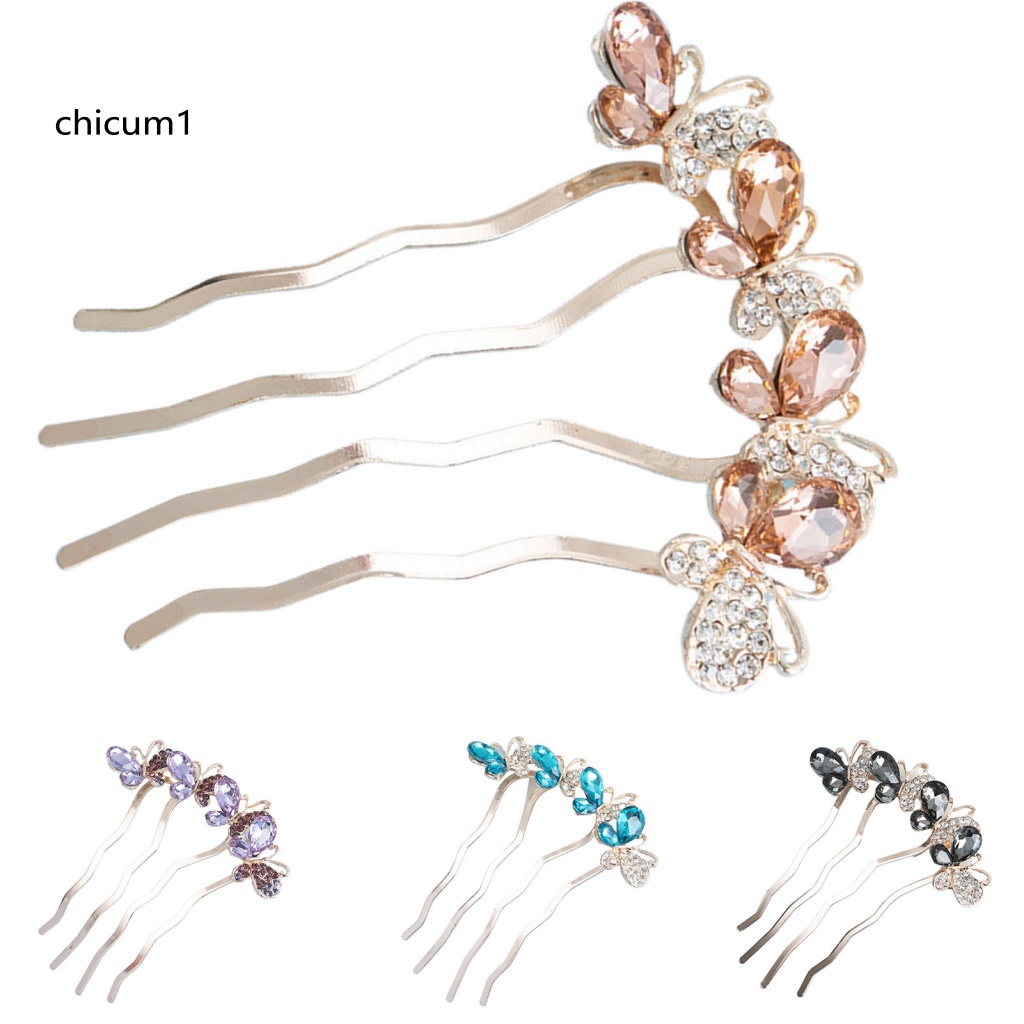 Lược Cài Tóc Hình Bướm Đính Đá Xinh Xắn