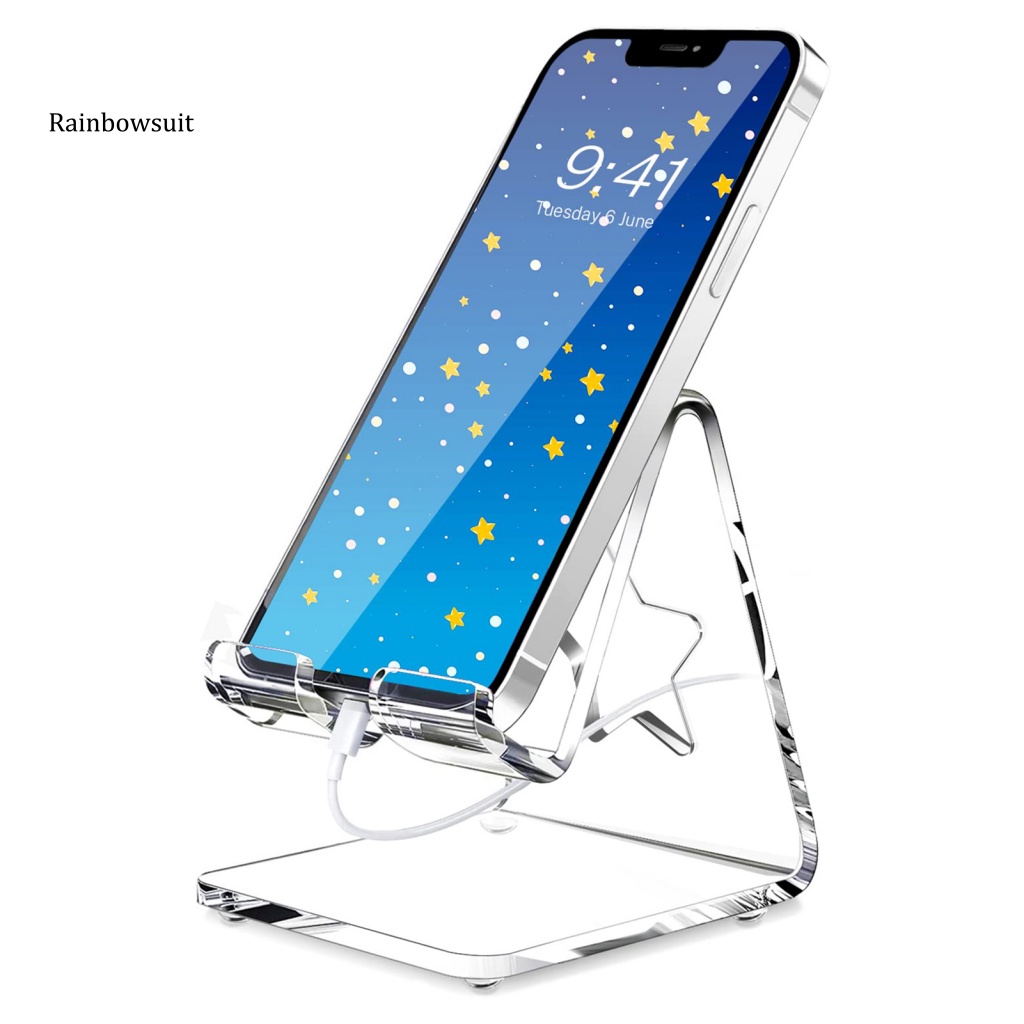 Giá Đỡ Điện Thoại Có Lỗ Sạc Để Bàn Bằng Acrylic Trong Suốt Chống Trượt Đa Năng