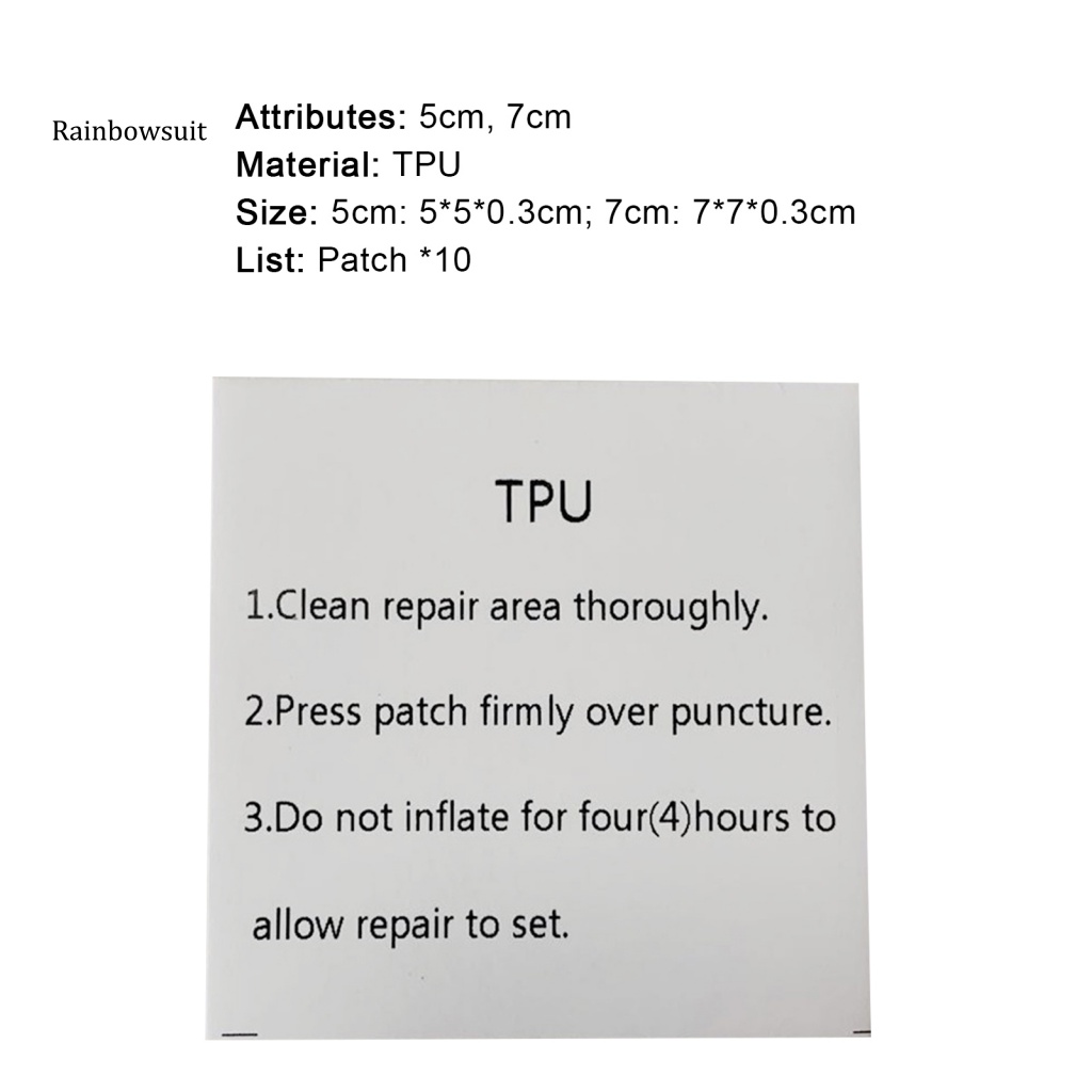 Set 10 Miếng Dán Trong Suốt Tự Dính Chống Thấm Nước Dùng Sửa Chữa Đồ Chơi Bơm Hơi