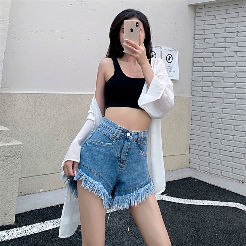 Quần Short Jean Tua Rua Màu Hồng Thời Trang Nữ Tính