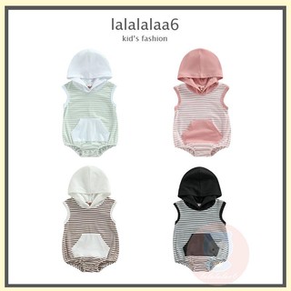 Áo liền quần có nón họa tiết sọc ngang cho bé laa6-baby