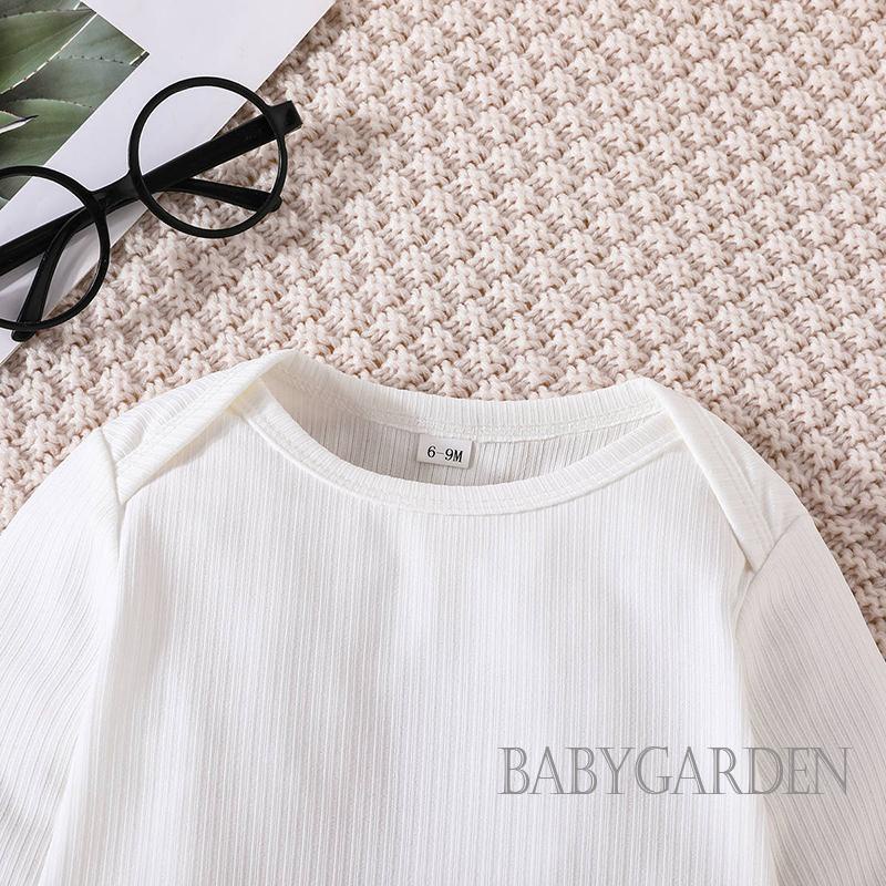 Set 3 Áo Liền Quần Tay Dài Cổ Tròn Màu Trắng Đen Dành Cho Bé Trai 0-18 Tháng Tuổi