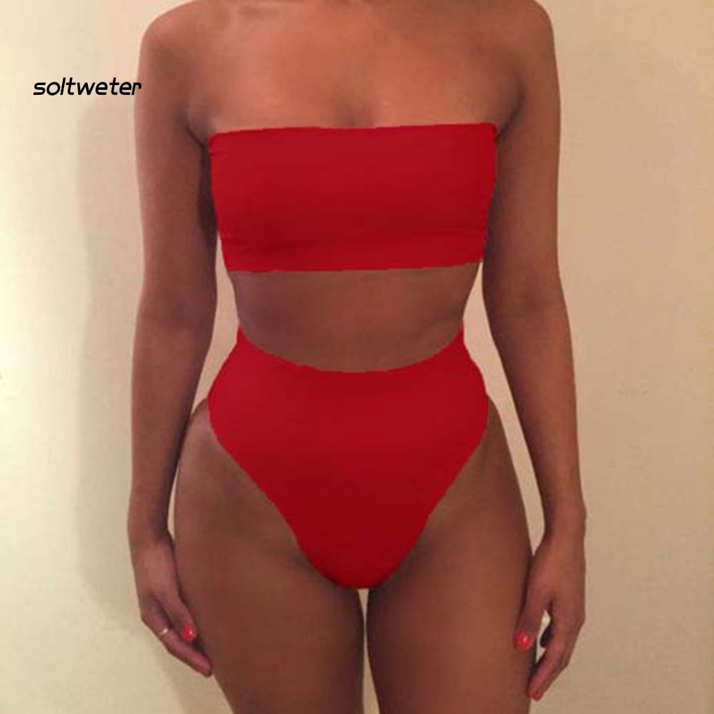 Bộ Bikini 2 Mảnh Không Dây Lưng Cao Màu Sắc Thời Trang Mùa Hè Cho Nữ