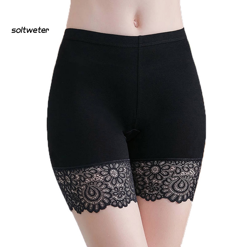 Quần Short An Toàn Họa Tiết Hoa Phối Ren Lỗ Plus Size Cho Nữ