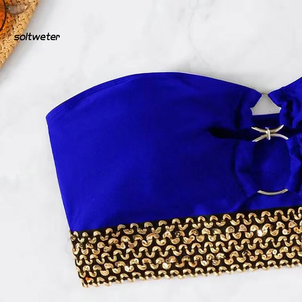 Bộ Bikini 2 Mảnh Có Vòng Nối Trễ Vai Lưng Cao Gợi Cảm Cho Nữ