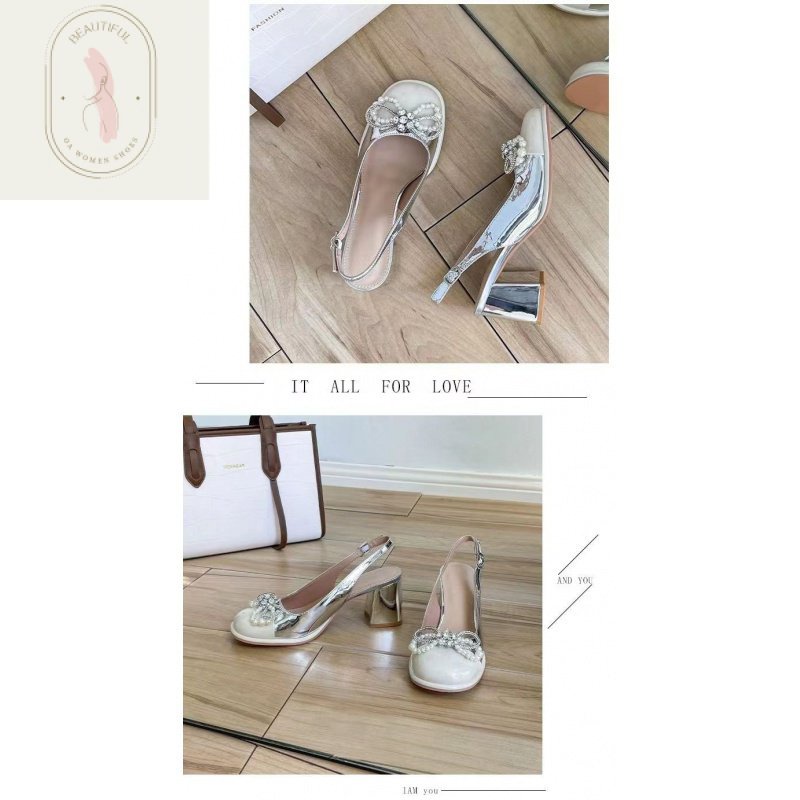 Sandal Cao Gót Da PU 6-8cm Mũi Vuông Phối Khóa Cài Phong Cách Thời Trang Mới 2023