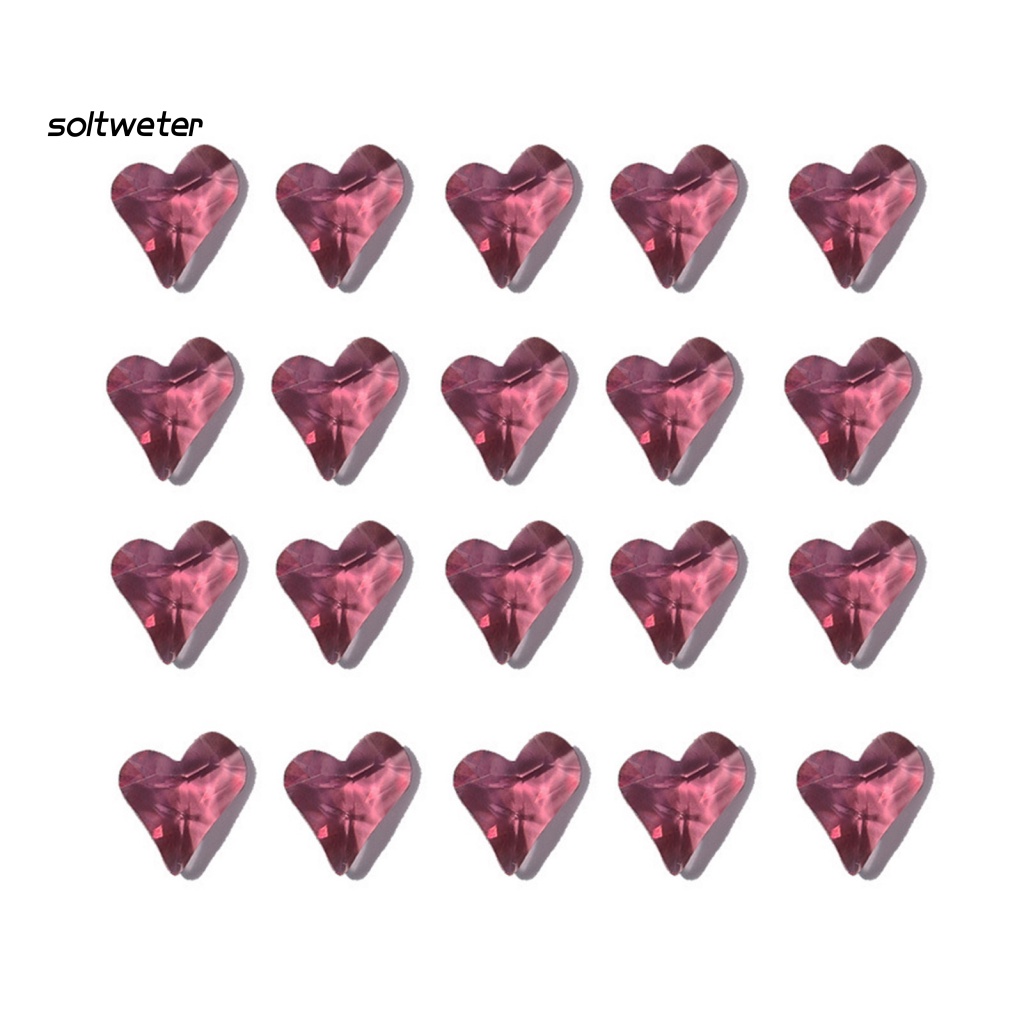 Bộ 20 Phụ Kiện Trang Trí Móng Tay Hình Trái Tim Lấp Lánh Thời Trang Cho Nữ