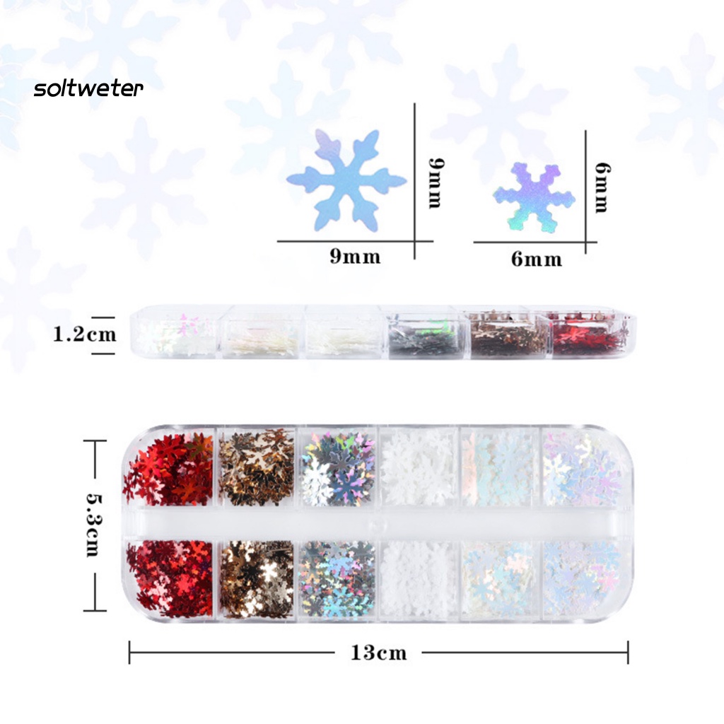 1 Hộp Kim Tuyến Hình Bông Tuyết Lấp Lánh Trang Trí Móng Tay Sang Trọng