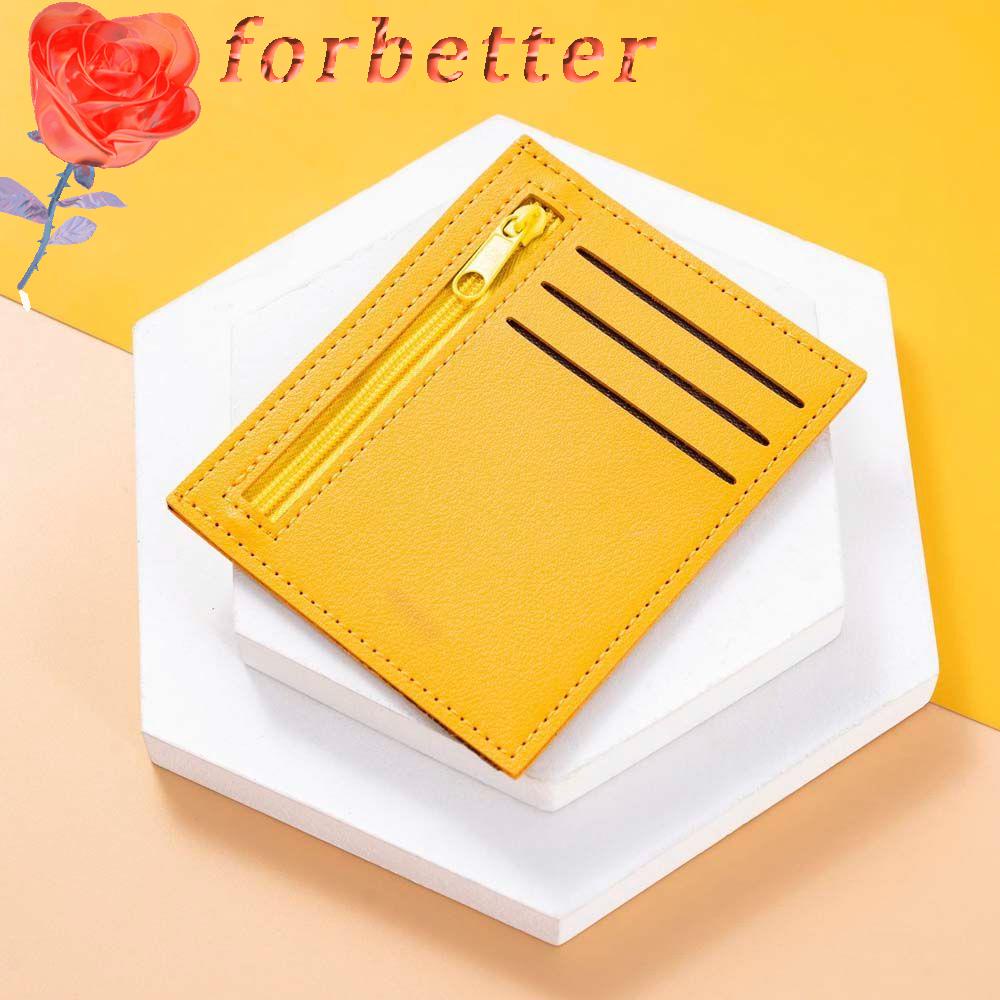 FORBETTER Ví Đựng Thẻ / Bằng Lái Xe Mini Siêu Mỏng Có Khóa Kéo Tiện Lợi