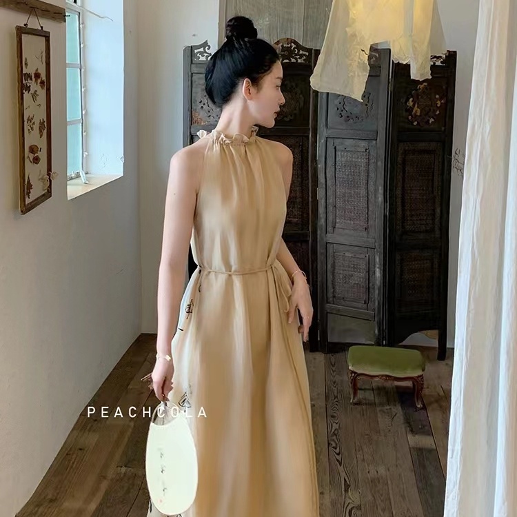 Đầm Dài Qua Gối Không Tay Phong Cách Trung Hoa Cổ Điển Thời Trang Mùa Hè Hàng Mới 2023 JN53