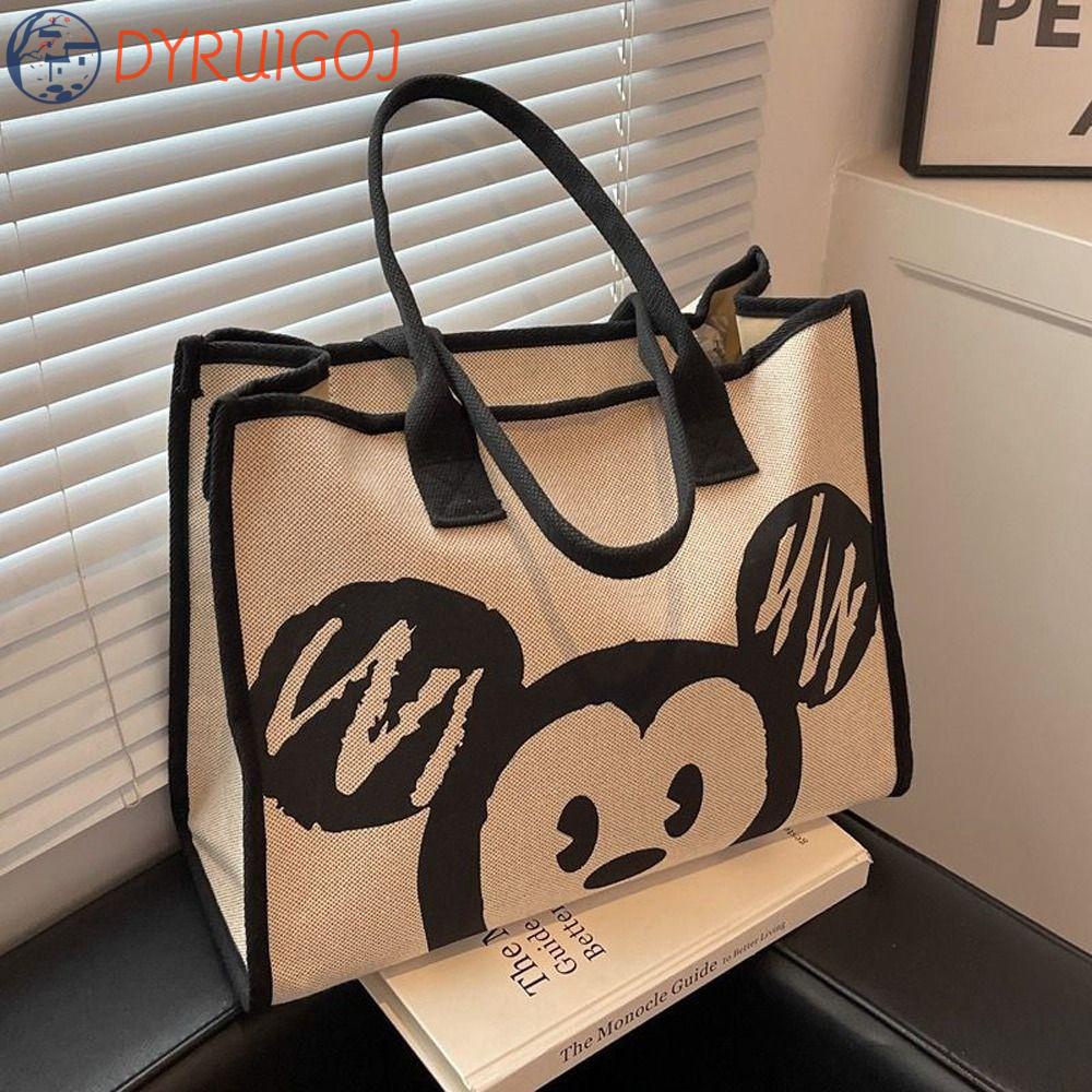 DYRUIDOJ Túi Tote Vải Canvas Cỡ Lớn In Hình Chuột Mickey Dễ Thương