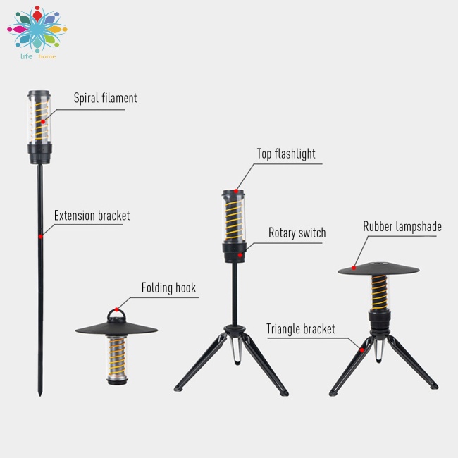 Đèn Pin Cầm Tay Có Giá Đỡ Ba Chân Dùng Khi Đi Cắm Trại