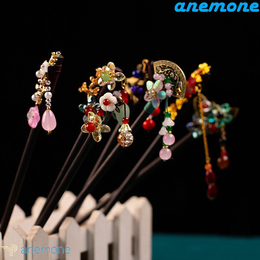 ANEMONE Trâm Cài Tóc Bằng Gỗ Hình Hoa Phong Cách Cổ Điển Cho Nữ