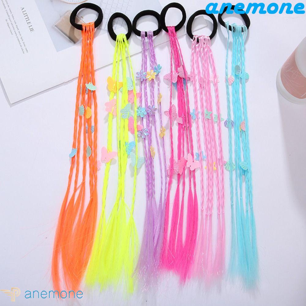 ANEMONE Bím Tóc Giả Chất Lượng Cao Mềm Mại Lấp Lánh Cho Bé Gái