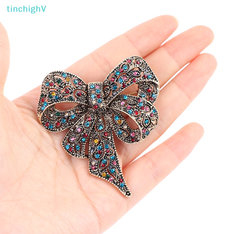 [TinchighV] Ghim Cài Áo Hình Nơ Đính Kim Cương Giả Bằng Kim Loại Cho Nữ