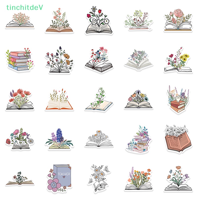 Bộ 50 Miếng Dán Trang Trí Xe Hơi / Va Li / Laptop / Điện Thoại Họa Tiết Hoa Graffiti Nghệ Thuật