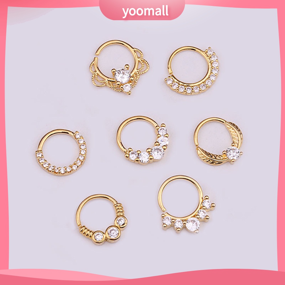 1 Khuyên Mũi Tròn Đính Đá Zircon Thời Trang