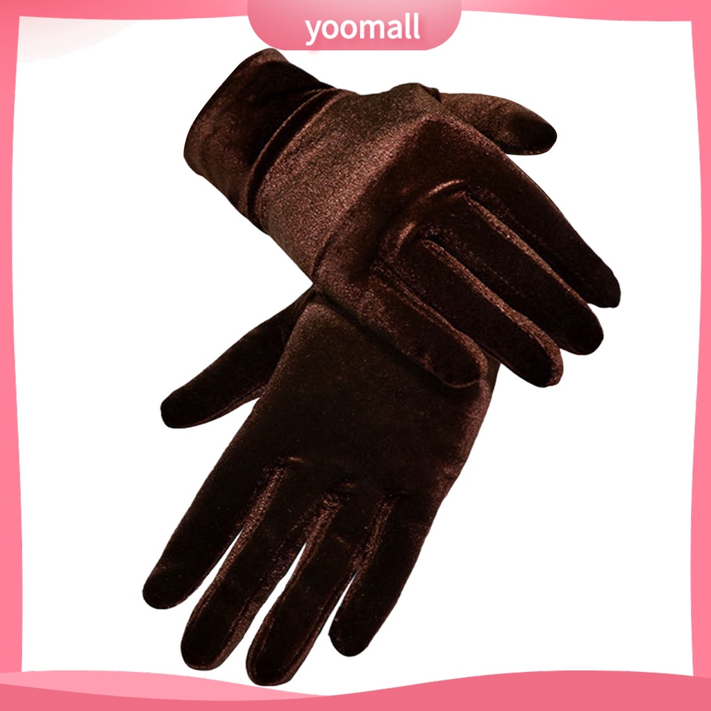 [YM] Găng Tay Ngắn Vải Flannel Ấm Áp Thoáng Khí Độ Co Giãn Cao Chống Mài Mòn Trang Trí Tiệc Tối Phong Cách Vintage