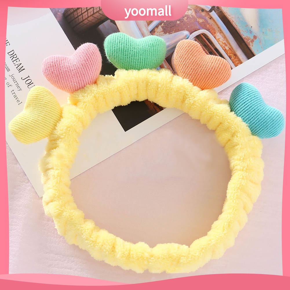 Băng Đô Rửa Mặt / Trang Điểm Co Giãn Mềm Mại Hình Trái Tim Dễ Thương Cho Nữ