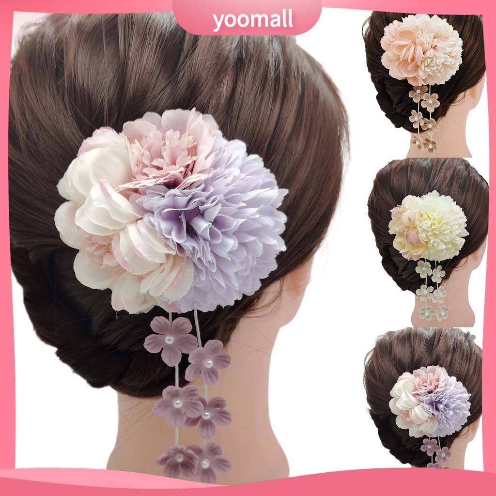 Bộ 3 Kẹp Tóc Chữ U Đính Hoa Giả Chống Rơi Thời Trang Cho Nữ